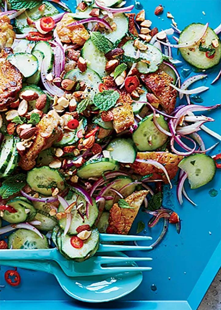 Grilled Chicken Thigh and Cucumber Salad