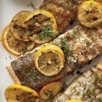Grilled Salmon with Meyer Lemons and Creamy Cucumber Salad